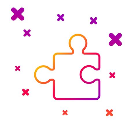 Color line Piece of puzzle icon isolated on white background. Modern flat, business, marketing, finance, internet concept. Gradient random dynamic shapes. Vector Illustrationのイラスト素材