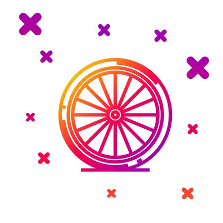 Color line Bicycle wheel icon isolated on white background. Bike race. Extreme sport. Sport equipment. Gradient random dynamic shapes. Vector Illustrationのイラスト素材
