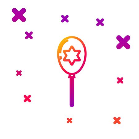 Color line Balloons with ribbon with star of david icon isolated on white background. Balloon with israel flag. Gradient random dynamic shapes. Vector Illustrationのイラスト素材