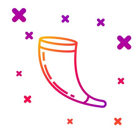 Color line Traditional ram horn, shofar icon isolated on white background. Rosh hashanah, jewish New Year holiday traditional symbol. Gradient random dynamic shapes. Vector Illustrationのイラスト素材