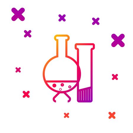 Color line Test tube and flask - chemical laboratory test icon isolated on white background. Laboratory glassware sign. Gradient random dynamic shapes. Vector Illustrationのイラスト素材