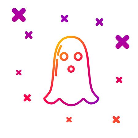 Color line Ghost icon isolated on white background. Happy Halloween party. Gradient random dynamic shapes. Vector Illustrationのイラスト素材
