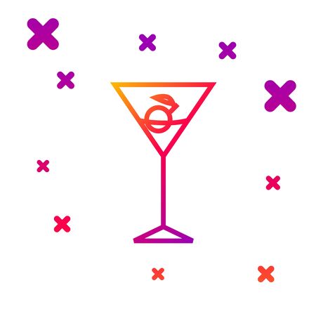 Color line Martini glass icon isolated on white background. Cocktail icon. Wine glass icon. Gradient random dynamic shapes. Vector Illustrationのイラスト素材