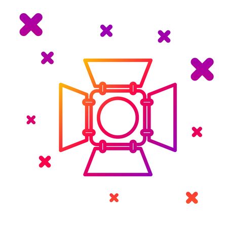 Color line Movie spotlight icon isolated on white background. Light Effect. Scene, Studio, Show. Gradient random dynamic shapes. Vector Illustrationのイラスト素材