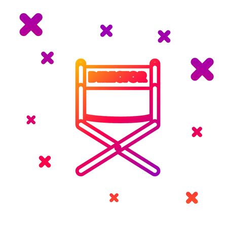 Color line Director movie chair icon isolated on white background. Film industry. Gradient random dynamic shapes. Vector Illustrationのイラスト素材