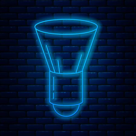 Glowing neon line Shaving brush icon isolated on brick wall background. Barbershop symbol. Vector Illustrationのイラスト素材
