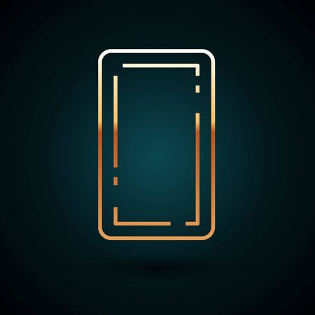Gold line Playing card back icon isolated on dark blue background. Casino gambling. Vector Illustrationのイラスト素材