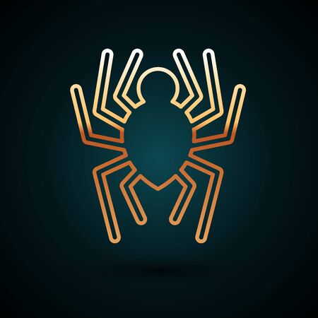 Gold line Spider icon isolated on dark blue background. Happy Halloween party. Vector Illustrationのイラスト素材