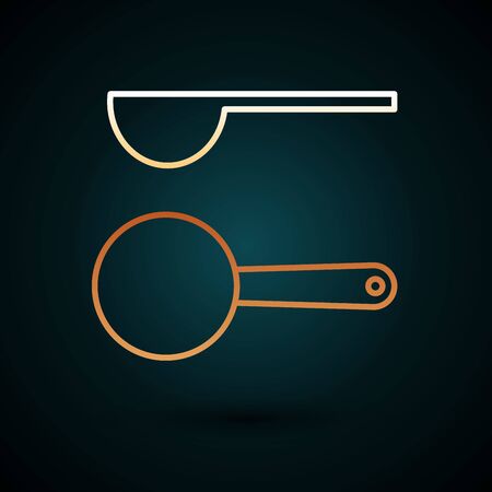 Gold line Measuring spoon icon isolated on dark blue background. Vector Illustrationのイラスト素材