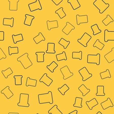 Blue line Bread toast for sandwich piece of roasted crouton icon isolated seamless pattern on yellow background. Lunch, dinner, breakfast snack. Vector Illustrationのイラスト素材