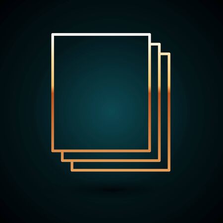 Gold line Clean paper icon isolated on dark blue background. File icon. Checklist icon. Business concept. Vector Illustrationのイラスト素材