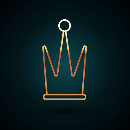 Gold line Crown icon isolated on dark blue background. Vector Illustrationのイラスト素材