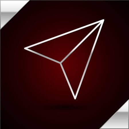 Silver line Paper airplane icon isolated on dark red background. Vector Illustrationのイラスト素材