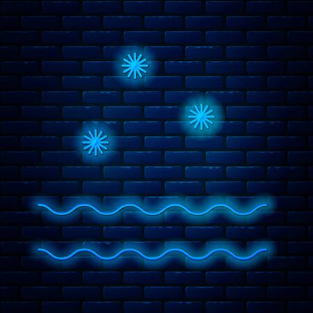 Glowing neon line Cold and waves icon isolated on brick wall background. Vector Illustrationのイラスト素材