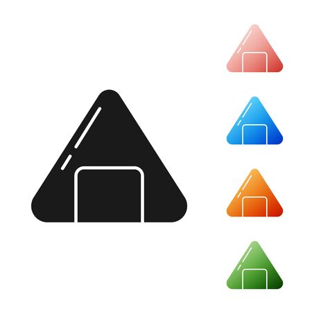 Black Sushi icon isolated on white background. Traditional Japanese food. Set icons colorful. Vector Illustrationのイラスト素材