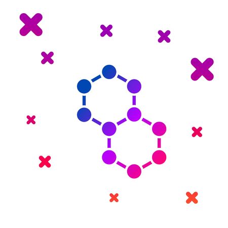 Color Molecule icon isolated on white background. Structure of molecules in chemistry, science teachers innovative educational poster. Gradient random dynamic shapes. Vector Illustrationのイラスト素材