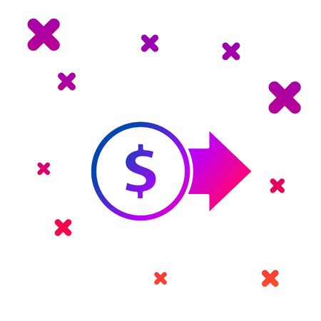 Color Coin money with dollar symbol icon isolated on white background. Banking currency sign. Cash symbol. Gradient random dynamic shapes. Vector Illustrationのイラスト素材
