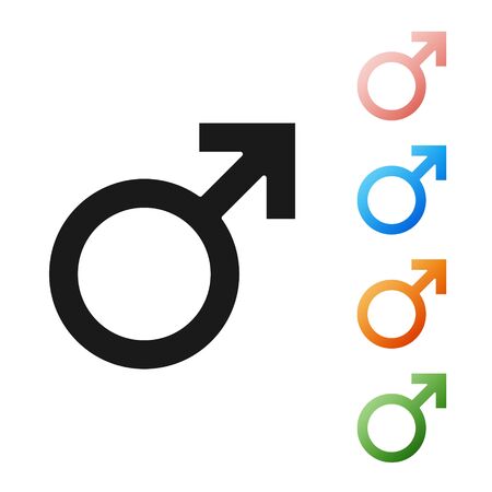 Black Male gender symbol icon isolated on white background. Set icons colorful. Vector Illustrationのイラスト素材