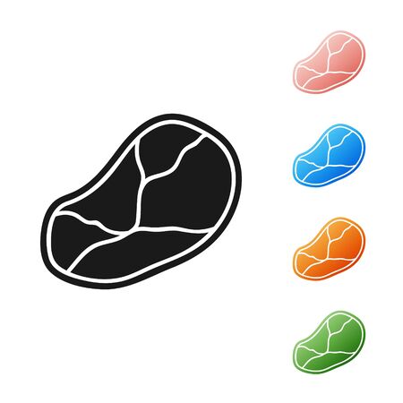 Black Steak meat icon isolated on white background. Set icons colorful. Vector Illustrationのイラスト素材