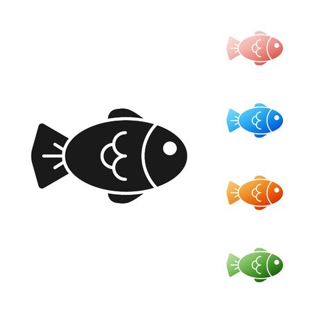 Black Fish icon isolated on white background. Set icons colorful. Vector Illustrationのイラスト素材