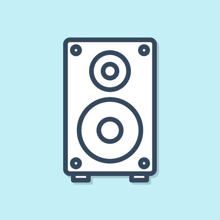 Blue line Stereo speaker icon isolated on blue background. Sound system speakers. Music icon. Musical column speaker bass equipment. Vector Illustrationのイラスト素材