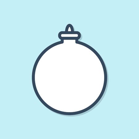 Blue line Christmas ball icon isolated on blue background. Merry Christmas and Happy New Year. Vector Illustrationのイラスト素材