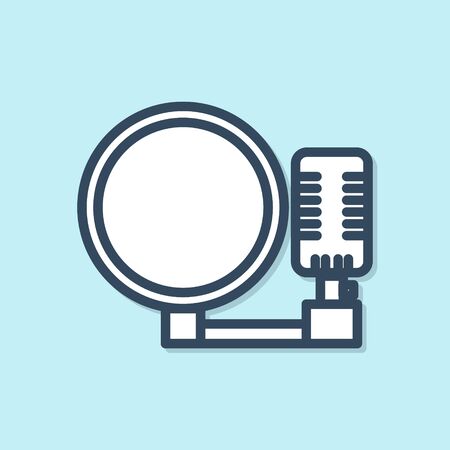 Blue line Microphone icon isolated on blue background. On air radio mic microphone. Speaker sign. Vector Illustrationのイラスト素材
