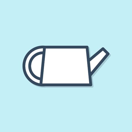 Blue line Watering can icon isolated on blue background. Irrigation symbol. Vector Illustrationのイラスト素材
