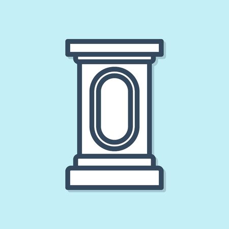 Blue line Stage stand or debate podium rostrum icon isolated on blue background. Conference speech tribune. Vector Illustrationのイラスト素材