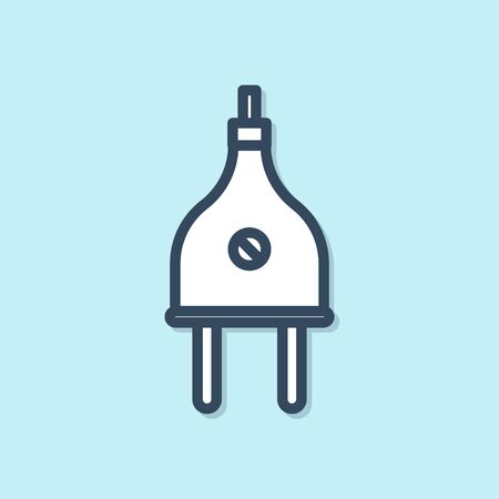 Blue line Electric plug icon isolated on blue background. Concept of connection and disconnection of the electricity. Vector Illustrationのイラスト素材