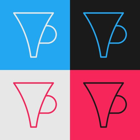 Color line Funnel or filter icon isolated on color background. Vintage style drawing. Vector Illustrationのイラスト素材