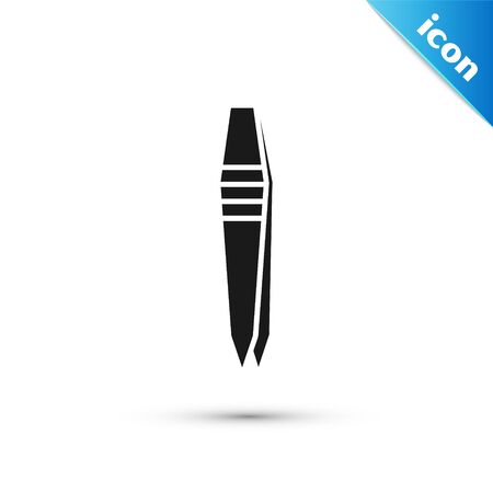 Black Tweezers icon isolated on white background. Vector Illustrationのイラスト素材