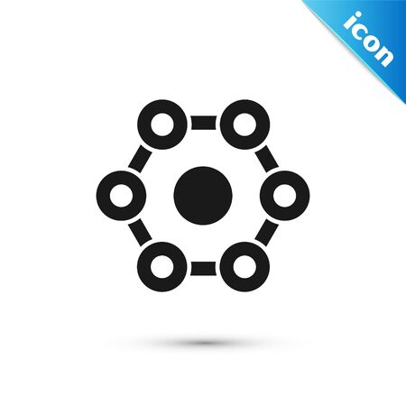 Black Chemical formula icon isolated on white background. Abstract hexagon for innovation medicine, health, research and science. Vector Illustrationのイラスト素材