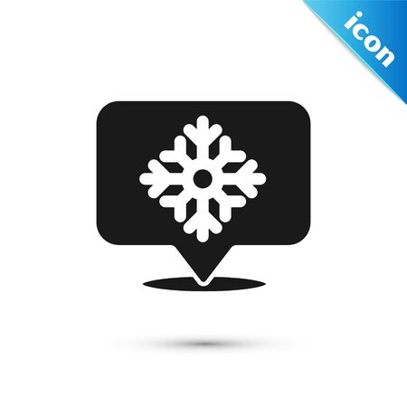 Black Snowflake with speech bubble icon isolated on white background. Merry Christmas and Happy New Year. Vector Illustrationのイラスト素材