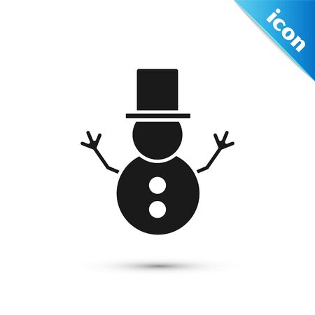 Black Christmas snowman icon isolated on white background. Merry Christmas and Happy New Year. Vector Illustrationのイラスト素材