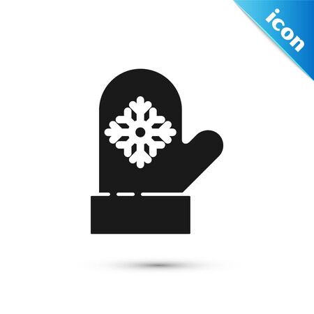Black Christmas mitten icon isolated on white background. Vector Illustrationのイラスト素材