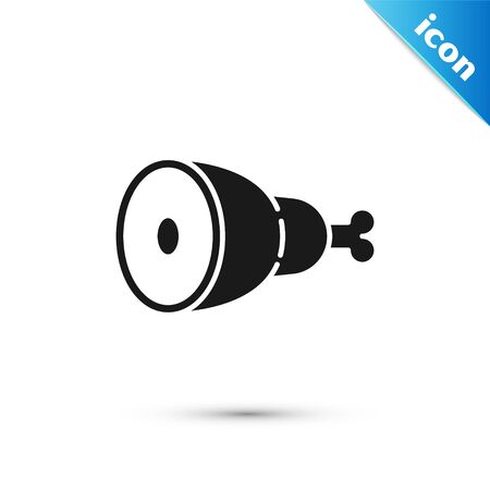 Black Chicken leg icon isolated on white background. Chicken drumstick. Vector Illustrationのイラスト素材