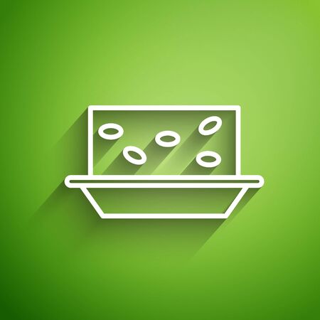White line Nougat with nuts icon isolated on green background. Vector Illustrationのイラスト素材