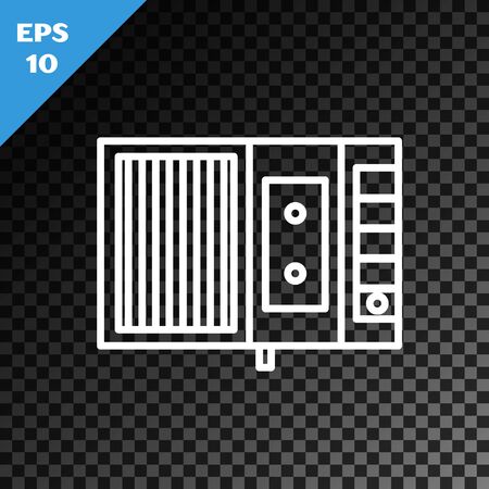 White line Music tape player icon isolated on transparent dark background. Portable music device. Vector Illustrationのイラスト素材