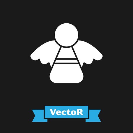 White Christmas angel icon isolated on black background. Vector Illustrationのイラスト素材