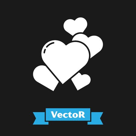 White Heart icon isolated on black background. Romantic symbol linked, join, passion and wedding. Valentine day symbol. Vector Illustrationのイラスト素材