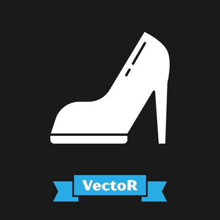 White Woman shoe with high heel icon isolated on black background. Vector Illustrationのイラスト素材