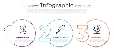 Set line Watering Tree, Leaf and Tree with pears. Business infographic template. Vectorのイラスト素材
