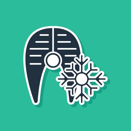 Blue Fresh frozen fish steak icon isolated on green background. Vector Illustrationのイラスト素材
