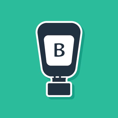 Blue Sauce bottle icon isolated on green background. Ketchup, mustard and mayonnaise bottles with sauce for fast food. Vector Illustrationのイラスト素材