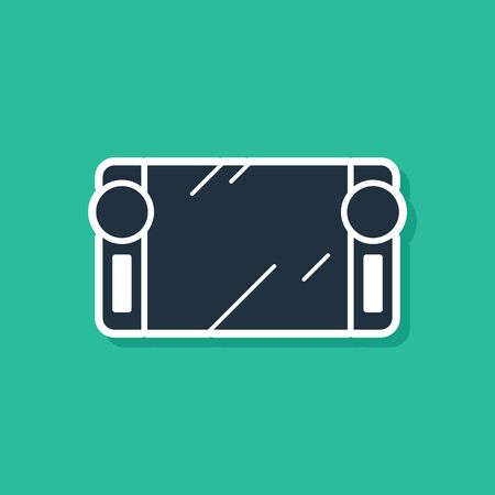 Blue Portable video game console icon isolated on green background. Gamepad sign. Gaming concept. Vector Illustrationのイラスト素材
