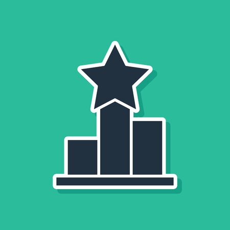 Blue Star icon isolated on green background. Favorite, score, best rating, award symbol. Vector Illustrationのイラスト素材