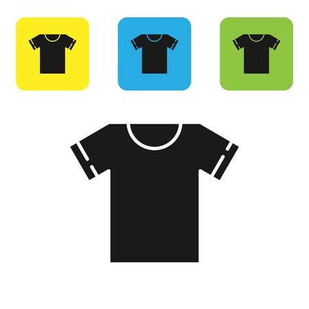 Black T-shirt icon isolated on white background. Set icons colorful square buttons. Vector Illustrationのイラスト素材