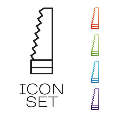 Black line Garden saw icon isolated on white background. Set icons colorful. Vector Illustrationのイラスト素材