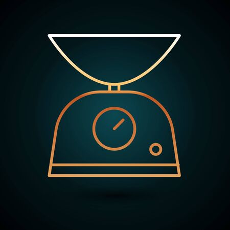 Gold line Scales icon isolated on dark blue background. Weight measure equipment. Vector Illustrationのイラスト素材